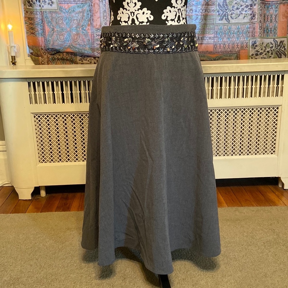 PANIZ lined Gray Beaded Skirt